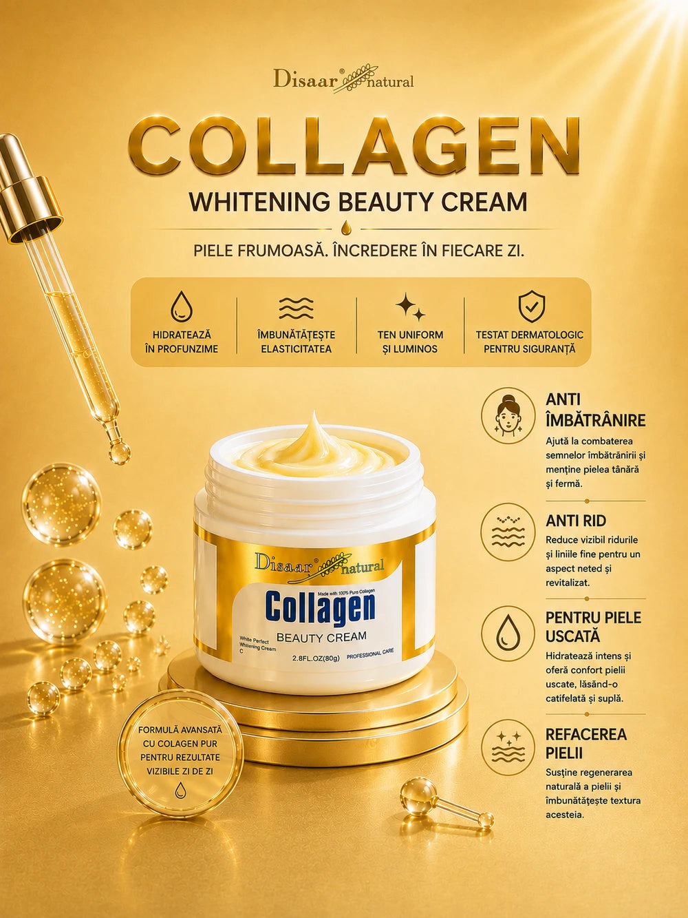 Cremă de Față Anti-Rid cu Collagen – Anti-Îmbătrânire și Refacerea Pielii