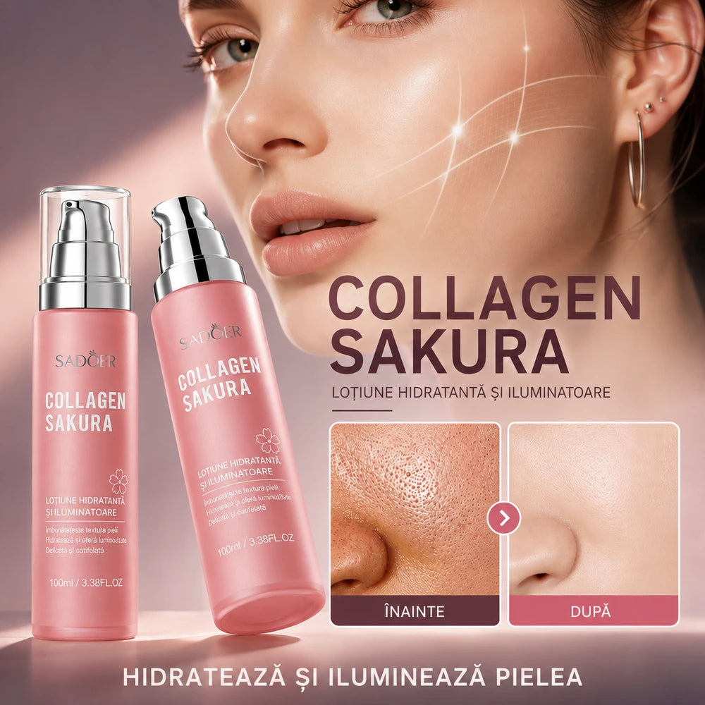 Toner Facial anti-rid si anti-îmbătrânire cu Collagen Sakura Brightening Moisture