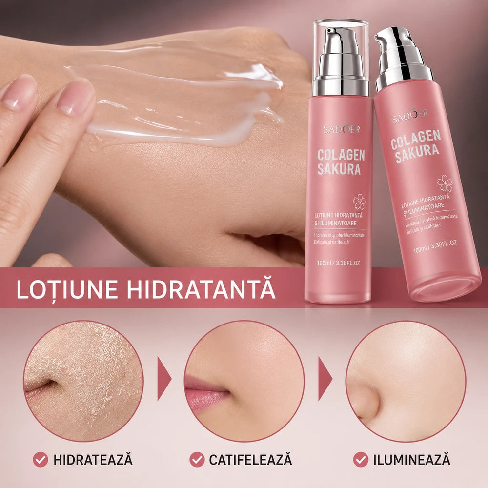 Toner Facial anti-rid si anti-îmbătrânire cu Collagen Sakura Brightening Moisture