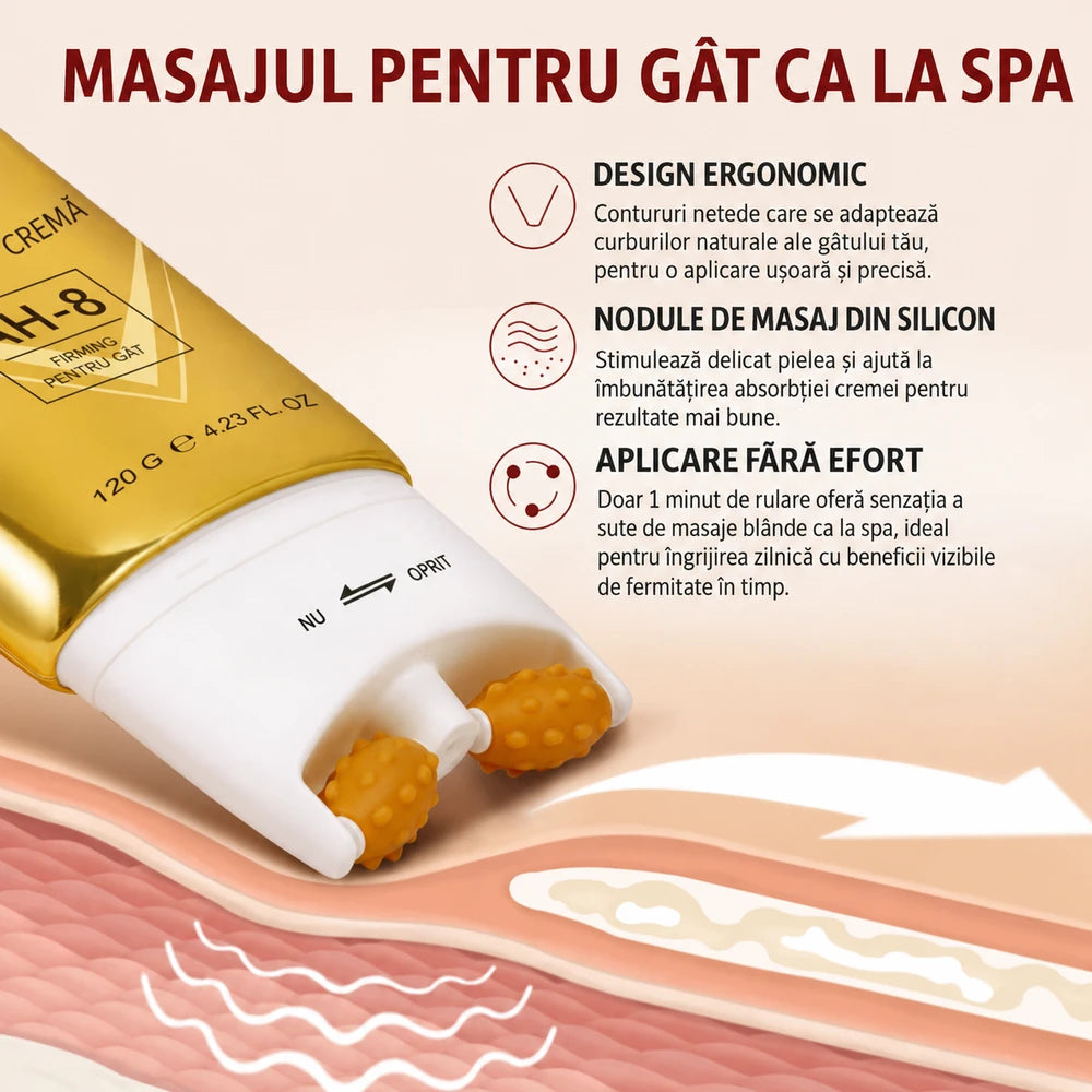 Cremă Anti-Rid pentru pielea lăsată a gâtului AH-8 cu Aplicator de Masaj
