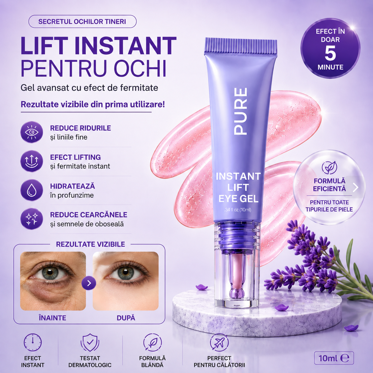 Gel magic pentru Pungile de Sub Ochi și Riduri – Efect Vizibil în Doar 5 Minute